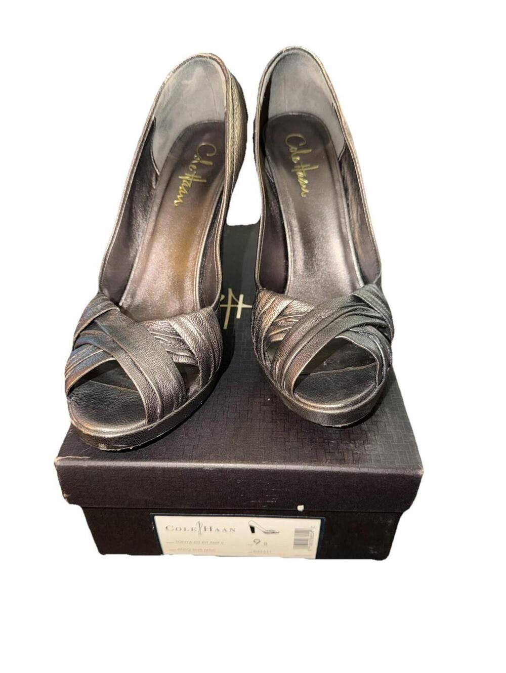 Cole Haan Womens Tonya Silver Metallic Heels OT PLT Size 9B